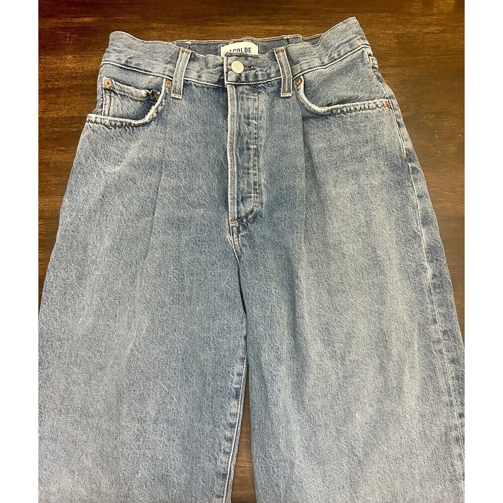 $248 Agolde Franka Pleated Baggy Jeans Light Wash Size 24 - 26 X 29 Nice!